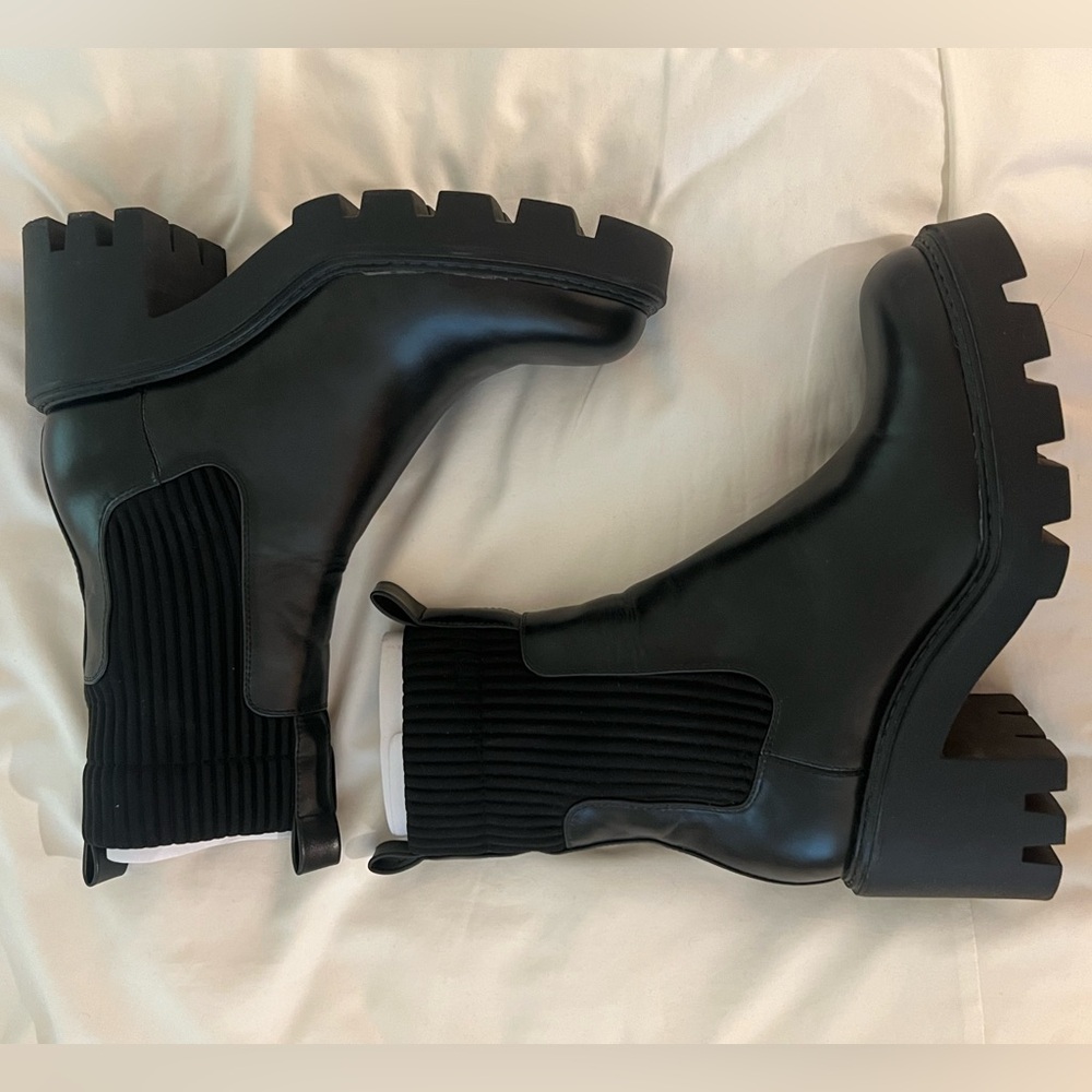 Zara Black Lug Sole Heeled Boots - 8.5 US Women’s